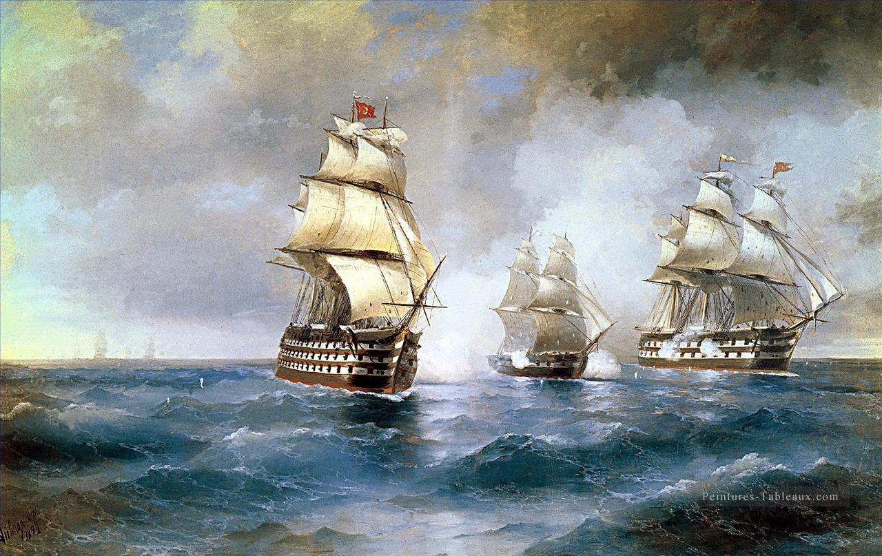 brig mercury attaqué par deux navires turcs Ivan Aivazovsky Peintures à l'huile